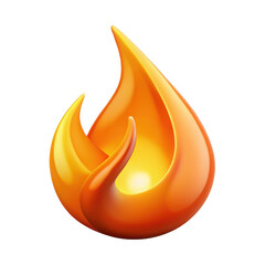 3d fiery flame icon isolated on transparent background