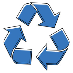 Blue recycling symbol vector, Eco-Friendly waste management icon for environmental awareness designs