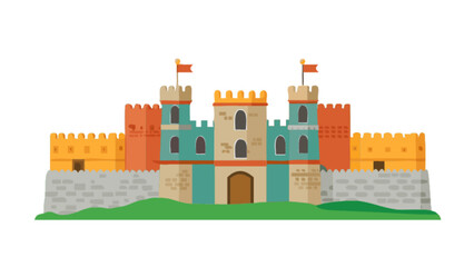 Cartoon castle illustration for kids fantasy medieval architecture fortress design vector graphic drawing art