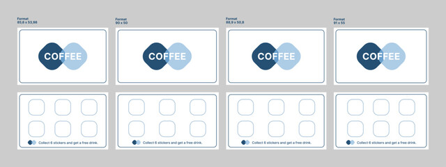 Coffee loyalty program design collection with various modern vector layouts for cafes and beverage shops