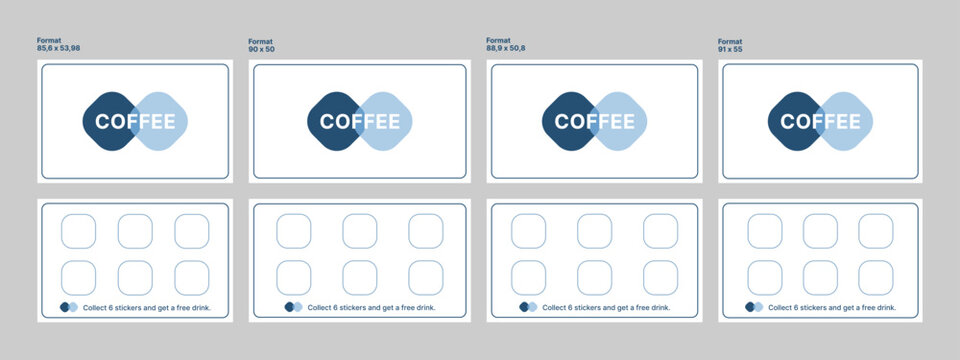 Coffee loyalty program design collection with various modern vector layouts for cafes and beverage shops