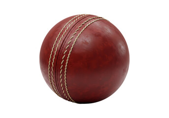 Closeup of a Red Leather Cricket Ball