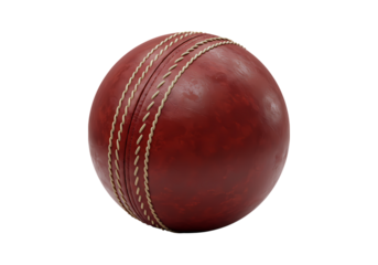 Closeup of a Red Leather Cricket Ball