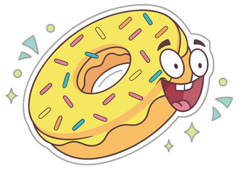 Obraz premium Happy cartoon donut with sprinkles and a big smile