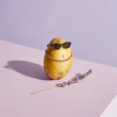 Cool potato wearing sunglasses and jewelry
