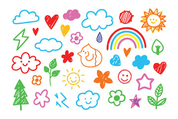 Cheerful Sketch Collection: A playful assortment of whimsical sketches, filled with a vibrant collection of colorful illustrations. Capture the lighthearted charm of hand-drawn doodles.