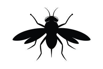 Silhouette illustration of a deer fly insect in flight against a clean white background