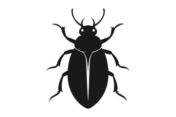 Silhouette illustration of a leaf beetle on a clean white background