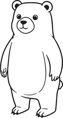 Obraz premium Chubby bear character standing upright, outlined in thick black lines,