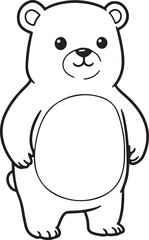 Obraz premium Chubby bear character standing upright, outlined in thick black lines,