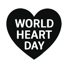 World Heart Day silhouette isolated on white background