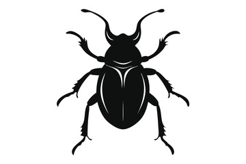 Detailed silhouette illustration of a vine weevil insect on a clean white background