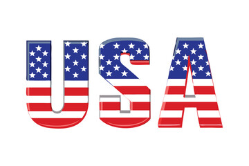 USA Flag Text Design 3D Effect