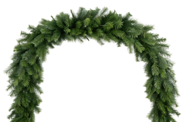 Realistic Christmas pine garland arch on white background