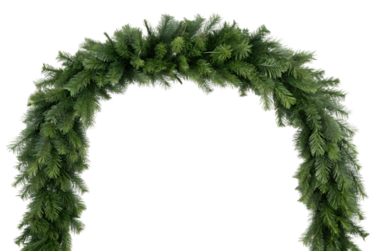 Realistic Christmas pine garland arch on white background