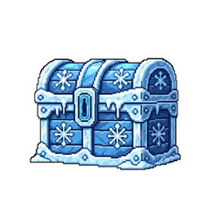 Pixel Art Pristine Ice Chest with Snowflake Engravings - 2D Winter Asset