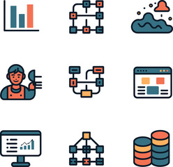 Business analytics charts and diagrams with weather icons data