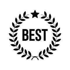 Black laurel wreath with star and best word emblem