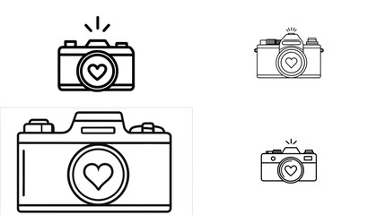Capture love camera icon photography camera lens heart camera design vector illustration graphic design icon silhouette