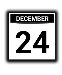Black and white color December month calendar date 24