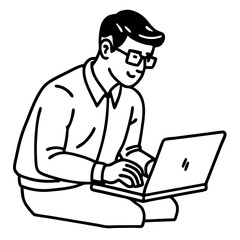 Businessman working on laptop, man with laptop