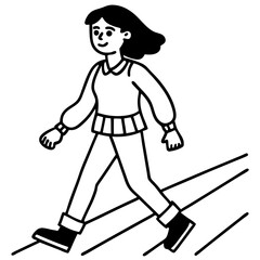 Girl walking on the road