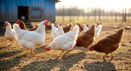 Healthy Hens in a Rural Poultry Yard