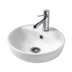 Fototapeta premium White ceramic washbasin on transparent background