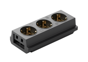 ThreeOutlet Power Strip Detailed Render of a Compact Electrical Component
