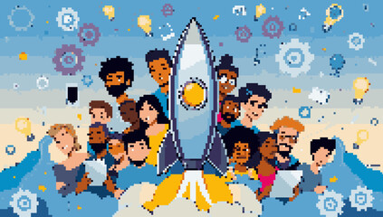 Diverse Team Launching Innovation: Pixelated Collaboration and Success