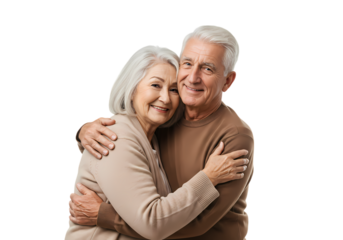 A Tender Embrace An Elderly Couples Loving Moment