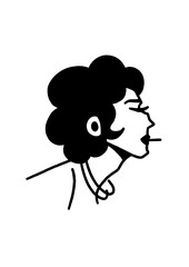 Minimalist profile illustration of a woman with a cigarette