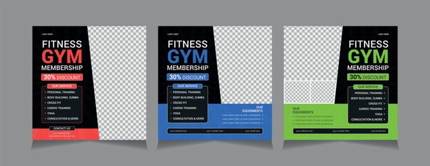 fitness and gym social media post Templates, vector illustration eps 10