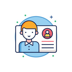 Cartoon id card with man s portrait and personal information