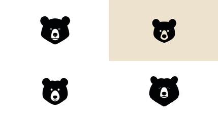 Bear logo design black bear head animal graphic wildlife icon nature mammal vector illustration art, 100 silhouette