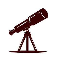 icon for antique lovers, Antique telescope icon, vintage style, brown color, represents astronomy on transparent background