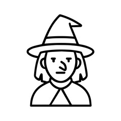 line icon Witch vector on white background
Vector line icon on white background