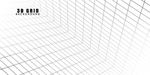 Empty futuristic digital box room white background with black grid space line color surface. EPS 10