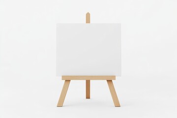 A simple wooden picture frame with blank canvas isolated on white background.