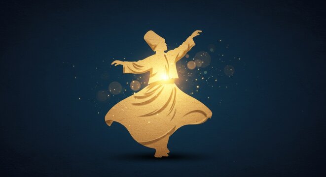 Sufi dancer on the theme of Islamic Muharram, flat composition,