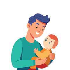 Happy father holding his adorable baby close