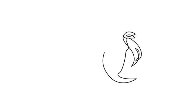 Horse head animated self drawing of single continuous line, continuous contour movement, video drawing of line in 4k, abstract, logo, symbol of year, one line