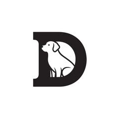 Minimalist Dog Silhouette Within Letter D Logo Design for Pet Services
