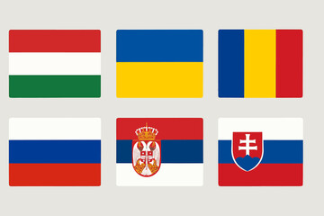 Obraz premium A Visual Collection of European National Flags Displaying a Variety of Colors and Designs Including Hungary Ukraine Romania Russia Serbia and Slovakia