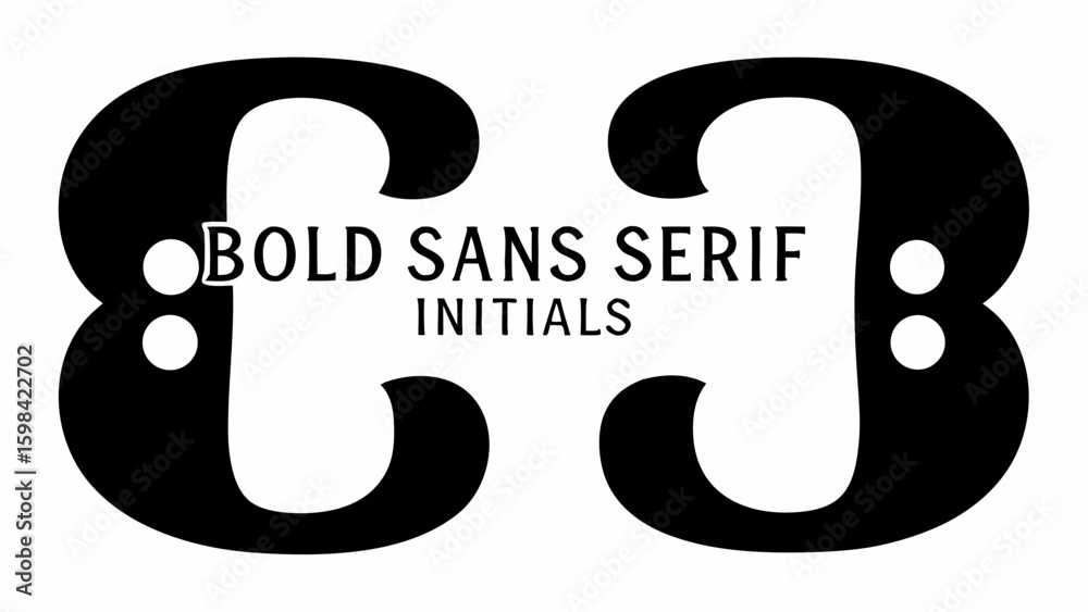Fototapete two bold sans serif initials facing each other with two circles each on a white background illustrat