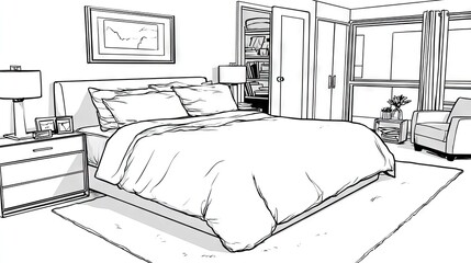 Bedroom sketch, interior design