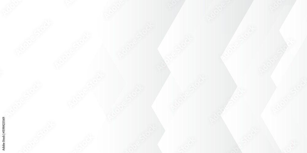 Wall mural abstract seamless background with overlapping translucent white hexagons on a light gray to white gr
