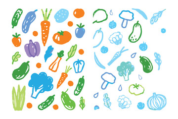 Fresh Garden Assortment: A vibrant illustrated arrangement showcases a variety of fresh vegetables, bursting with color and the promise of wholesome nutrition.