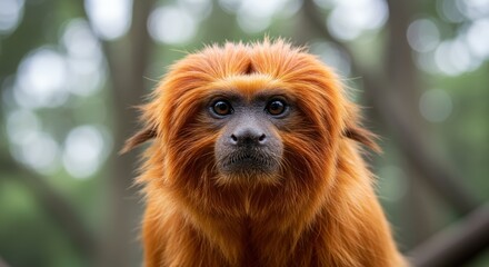 Obraz premium An authentic photograph of a golden lion tamarin in its natural habitat