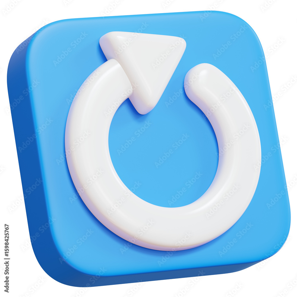 Poster 3d rendering of refresh icon